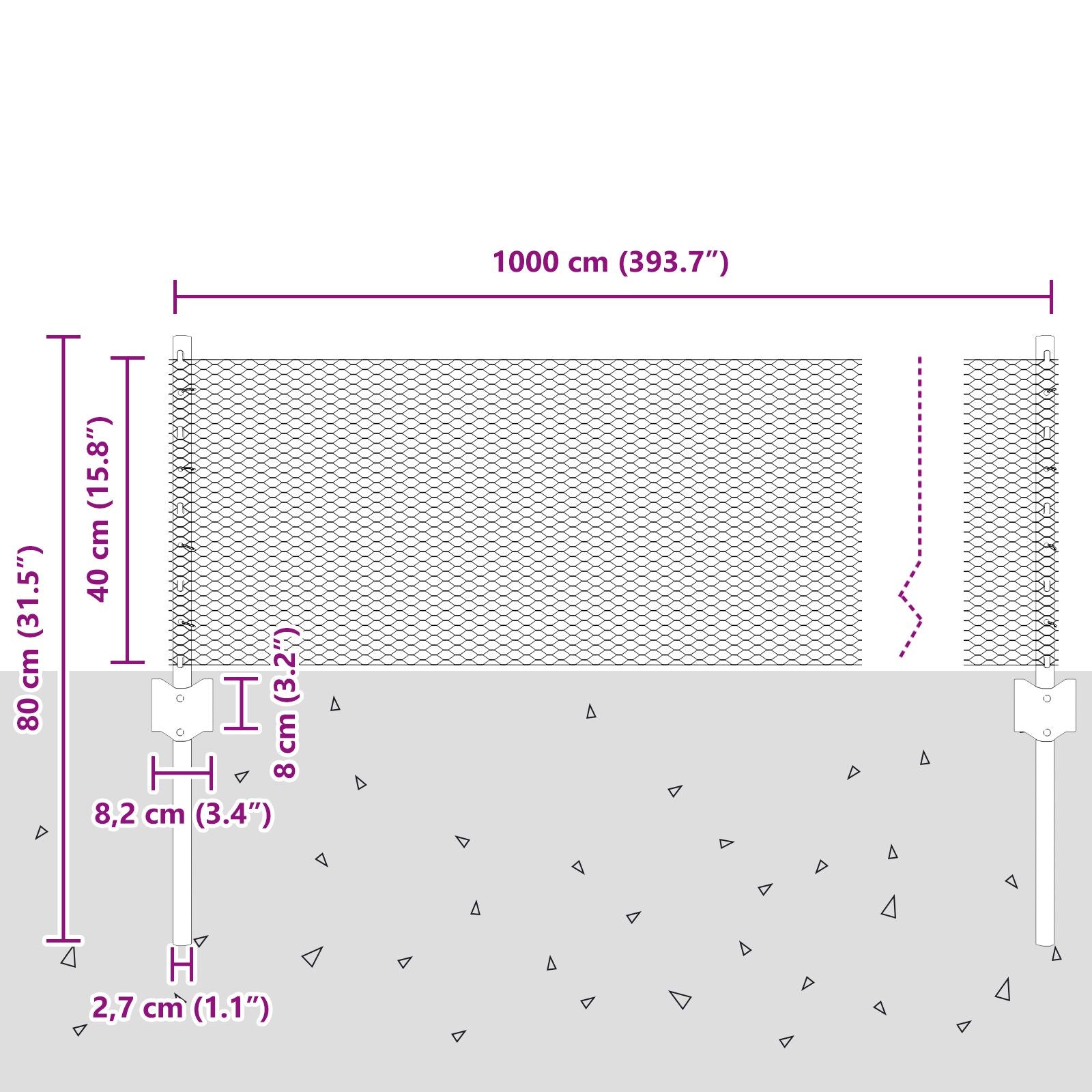 Omheining Posten 5 St U-Channel 40 Cm Gegalvaniseerd Staal,  Zeshoekige Omheining 0.4X10 M Gegalvaniseerd Staal
