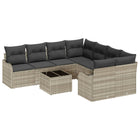 Tuinset poly rattan 9-delig lichtgrijs