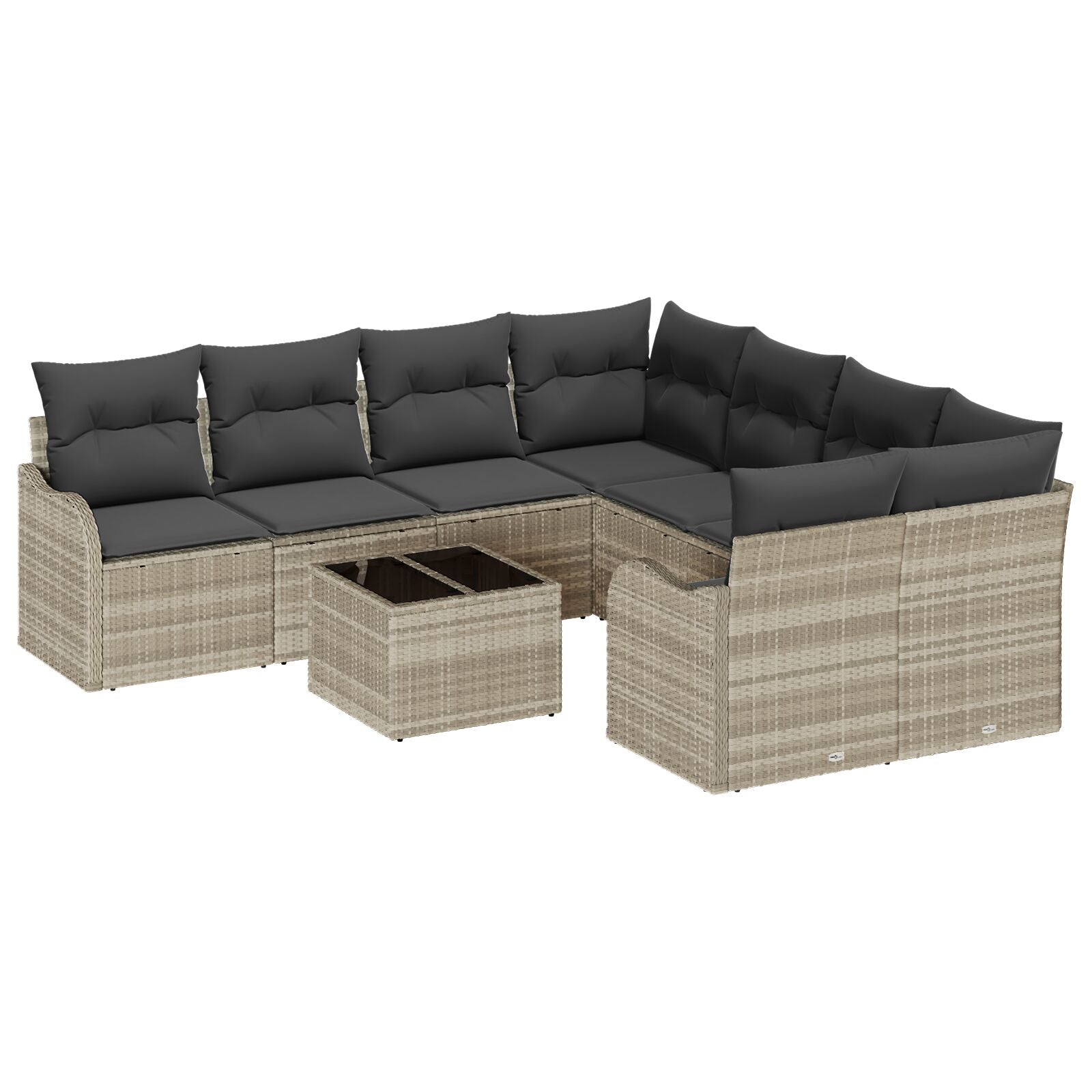 9 delige Tuin Sofaset met Kussens Lichtgrijs Poly Rattan, vidaXL 2-Persoons Tuin Sofa met Kussens Lichtgrijs Poly Rattan
