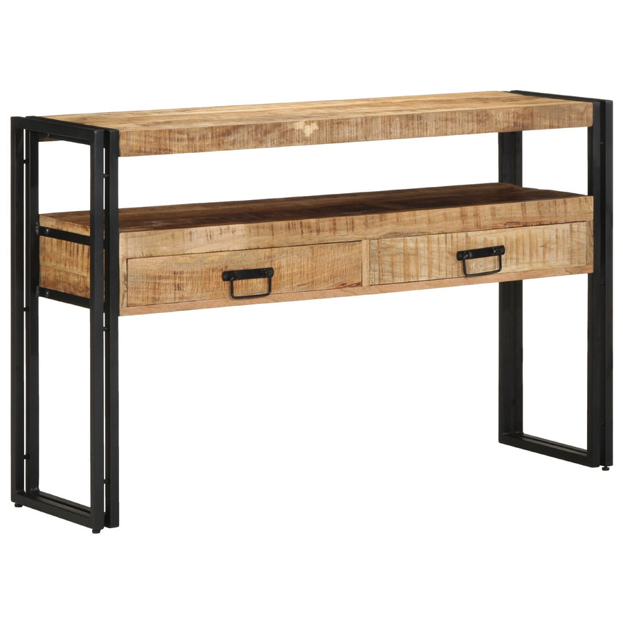 Eettafels Zwart Massief Mango Hout En Metaal 120 x 33 x 75 cm Massief ruw mangohout