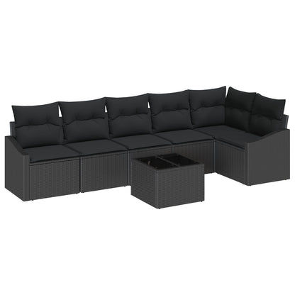 Tuin Sofa Set Set Van 7 Zwart Poly Rattan 7-Delige Tuin Sofa Set