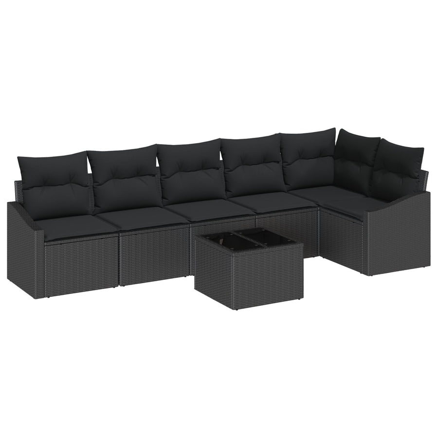 Tuin Sofa Set Set Van 7 Zwart Poly Rattan 7-Delige Tuin Sofa Set