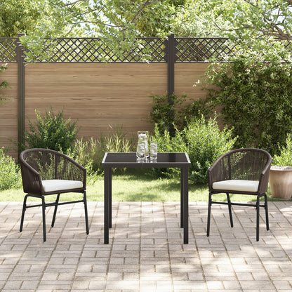 3-Delige Tuin Eetset Bruin Poly Rattan