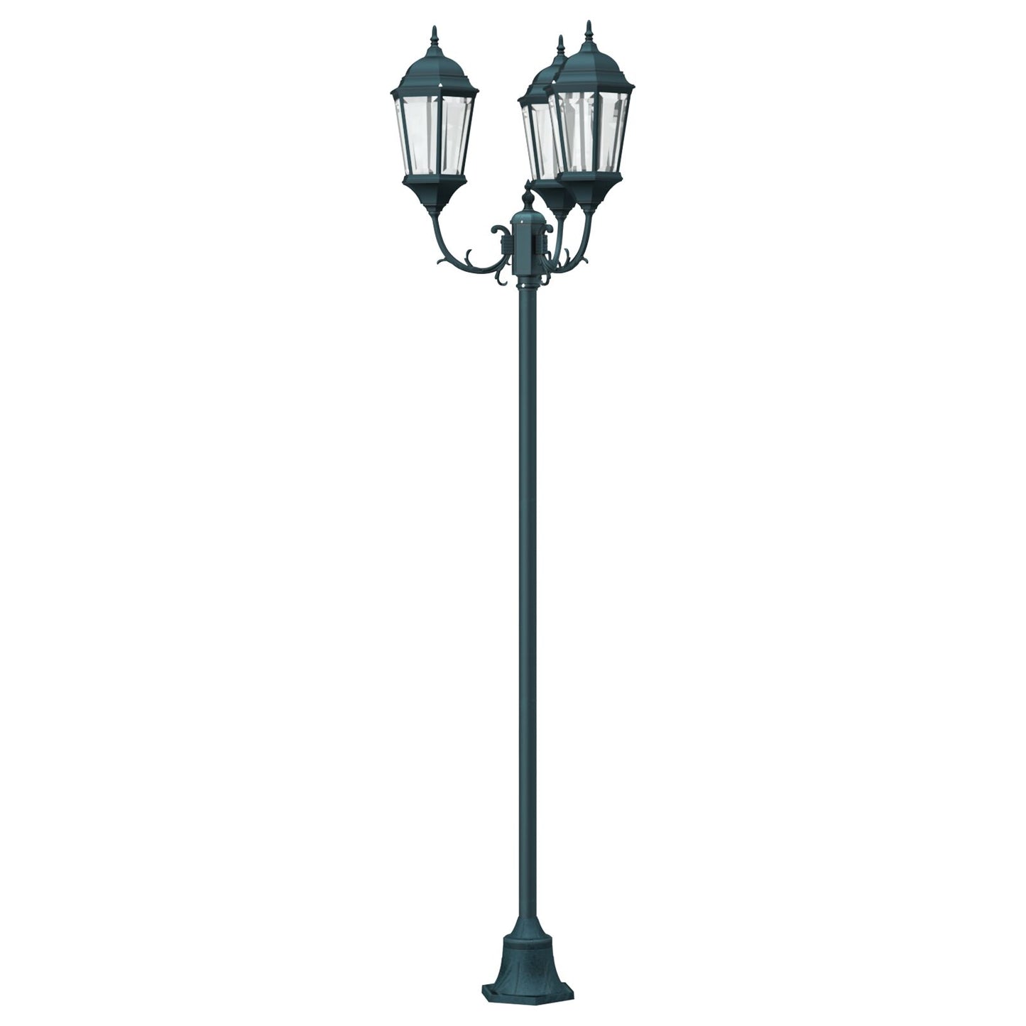 Tuinlampenpaal 3-Lamp E27 Groen 220 Cm Aluminium Donkergroen