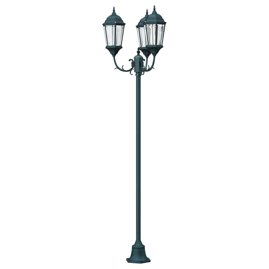 Tuinlampenpaal 3-Lamp E27 Groen 220 Cm Aluminium Donkergroen