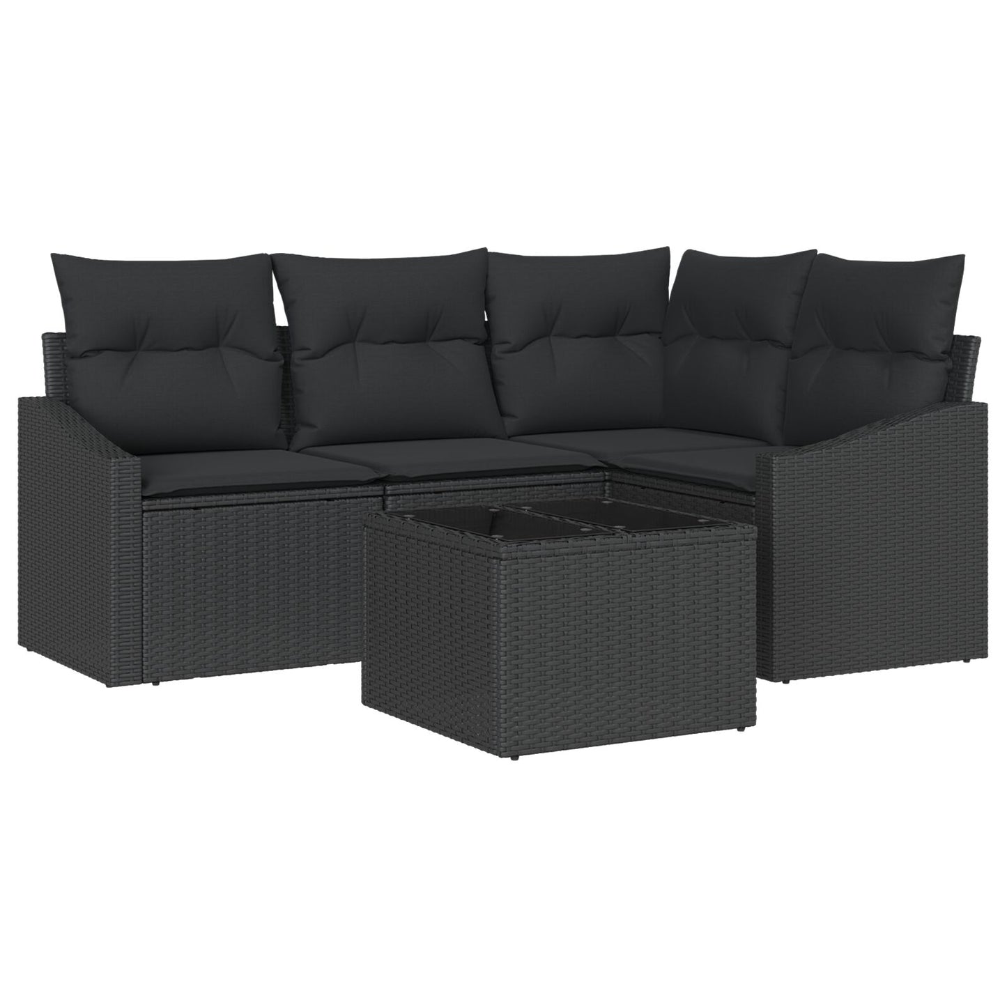 5-Delige Tuinsofa Set Met Kussens Beige Poly Rattan