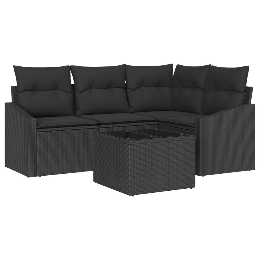 5-Delige Tuinsofa Set Met Kussens Beige Poly Rattan