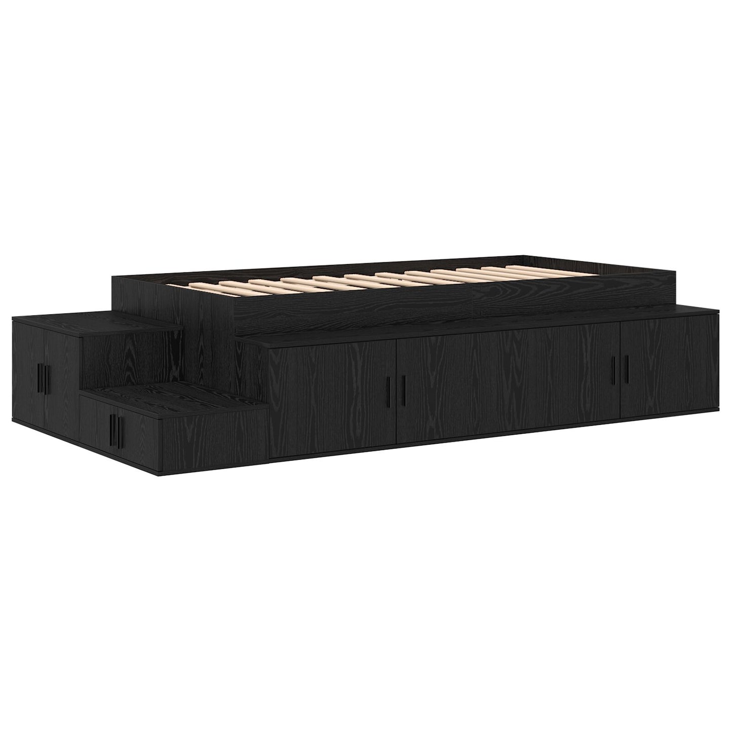 Opslag Bed Zwart Eiken Geengineerd Hout, Zwart Eikenfineer Artisanaal Eiken