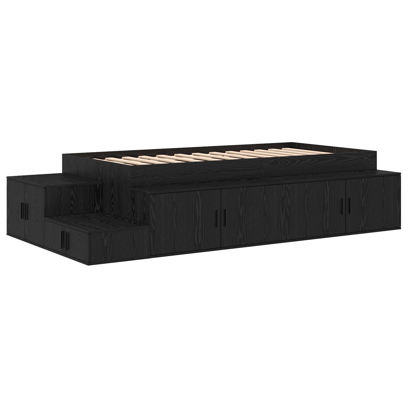 Opslag Bed Zwart Eiken Geengineerd Hout, Zwart Eikenfineer Artisanaal Eiken