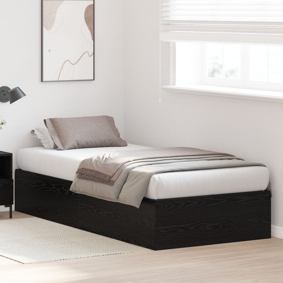 Opbergbedframe Bewerkt Hout Zwart Eiken 75 x 190 cm