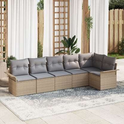 6-Delige Tuinbank Set Met Kussens Poly Rattan Beige en grijs zonder tafel