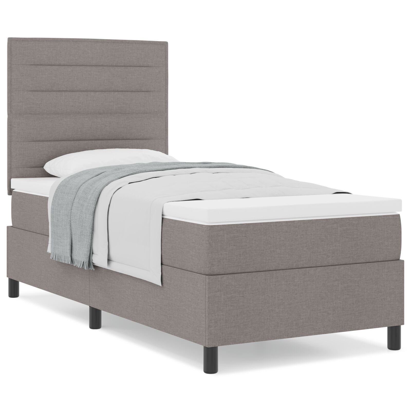 Boxspring Bed Met Matras Taupe 100X200 Cm Stof Donkerbruin