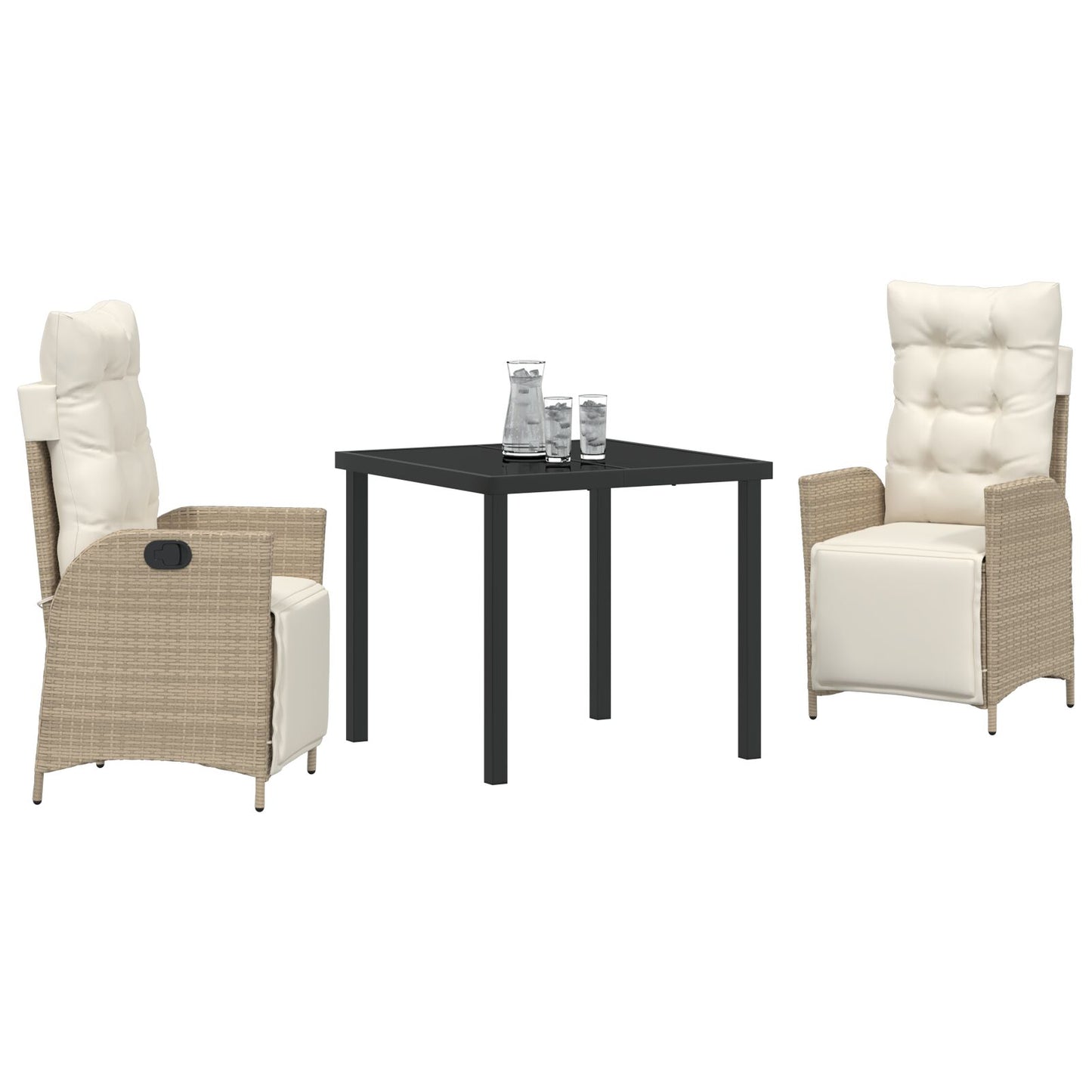 3 Delige Tuin Eetset Beige Poly Rattan