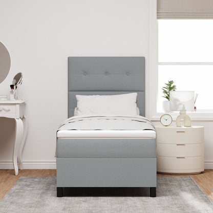 Boxspring Bed Met Matras Stoffen Lichtgrijs 90 x 200 cm Geknoopte knopen