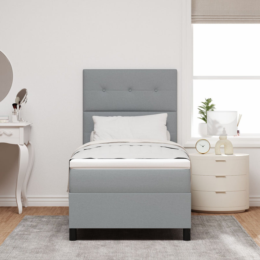 Boxspring Bed Met Matras Stoffen Lichtgrijs 90 x 200 cm Geknoopte knopen