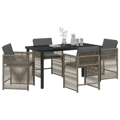 5-Persoons Tuin Eetset Met Kussens Grijs Poly Rattan