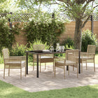 Tuin eettafelset 4 personen poly rattan beige