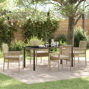Tuin eettafelset 4 personen poly rattan beige
