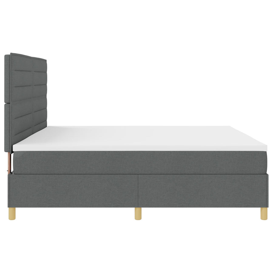 Boxspring Bed Met Matras Donkergrijs 200X200 Cm Stof Blauw