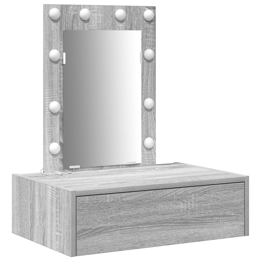 Wandkaptafel Verlichting 60 x 40 x 70 cm Grijs sonoma met LED