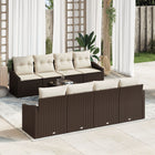 Loungeset polyrattan 6 personen bruin crème