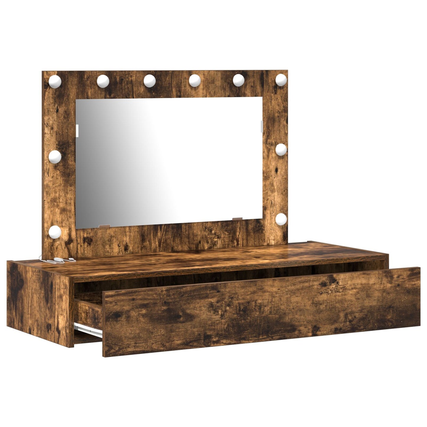 Wandmontage Kaptafel Verlichting In 100 x 40 x 70 cm Gerookte Eiken met LED
