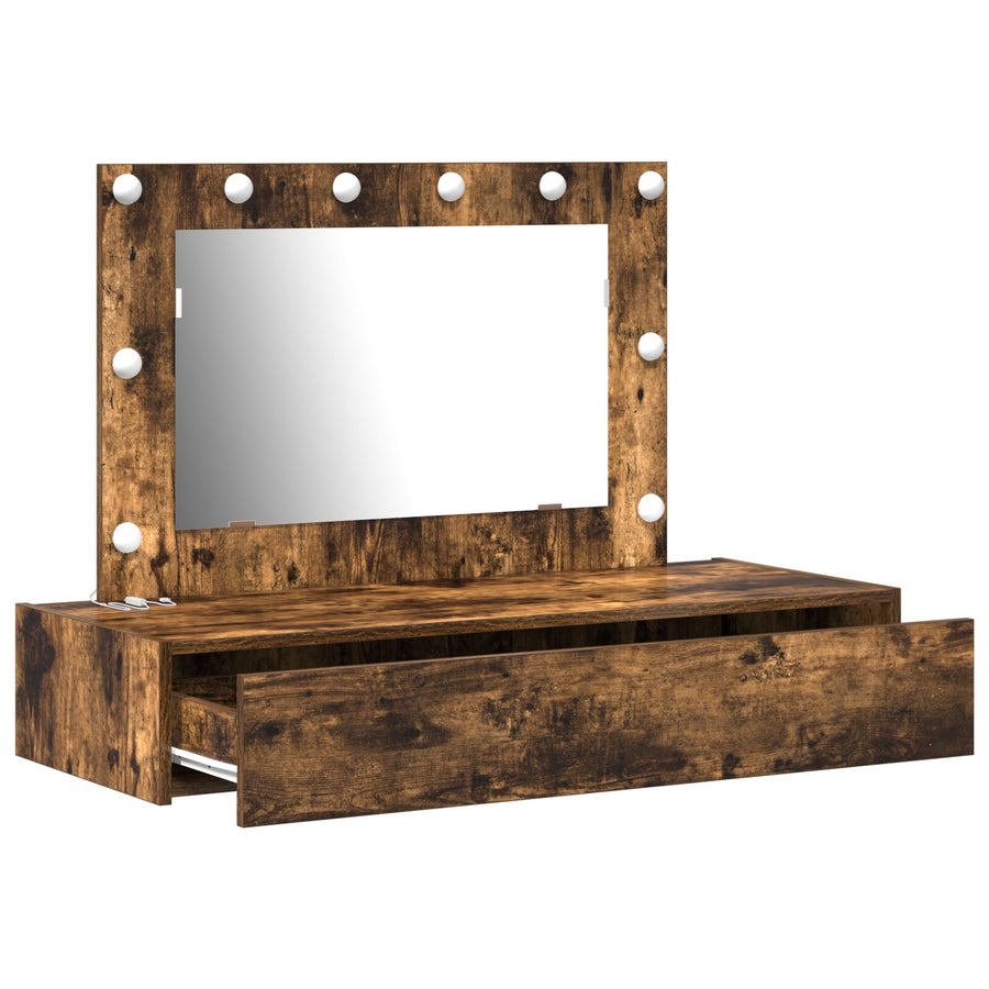 Wandmontage Kaptafel Verlichting In 100 x 40 x 70 cm Gerookte Eiken met LED