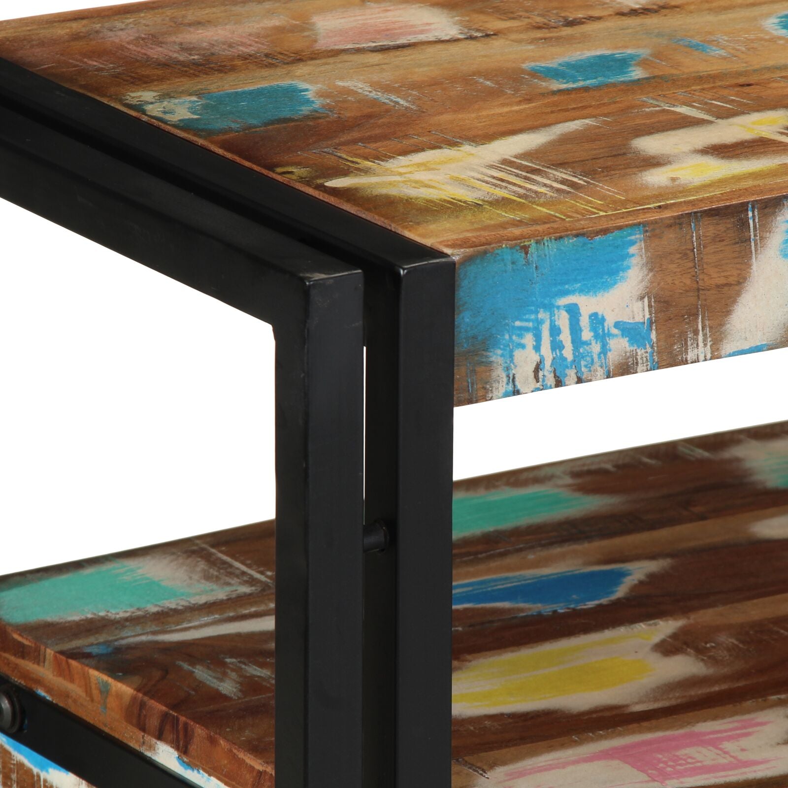 Bijzettafels Meerkleurig & Metaal 90 x 33 x 75 cm Massief gerecycled hout