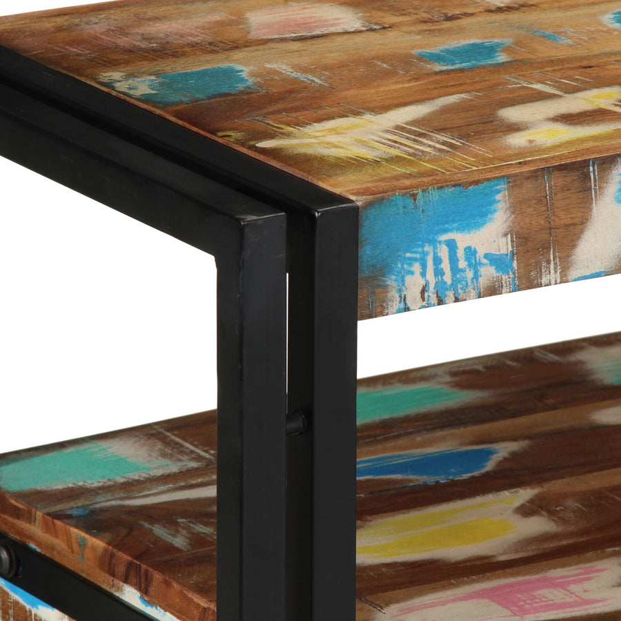 Bijzettafels Meerkleurig & Metaal 90 x 33 x 75 cm Massief gerecycled hout