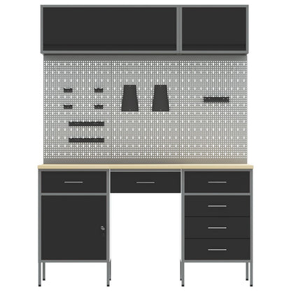 8-Delige Werkcabinet En Pegboard Set Zwart Mdf En Metaal