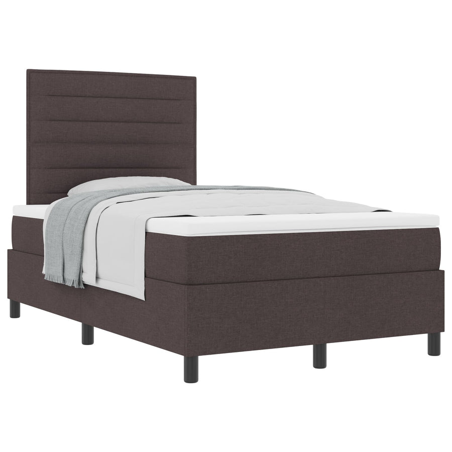 Boxspring Bed Met Matras Donkerbruin Klein Tweepersoons Bed Stof Blauw
