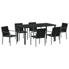 7-Delige Tuinset Met Kussens Poly Rattan 6-Zitplaats Zwart 160 cm