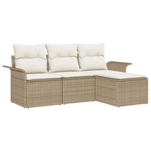 4 Delige Tuin Sofa Set Met Kussens Beige Poly Rattan