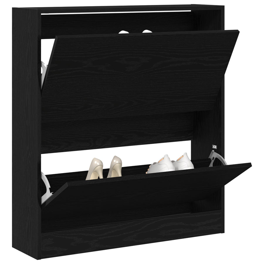 Schoenenkast Met Flip Lade Zwart Eiken 80X21X87,5 Cm