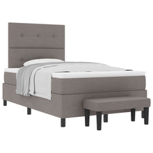 Boxspring Bed Met Matras & Bank Stof Taupe 120 x 200 cm Knop gestikt