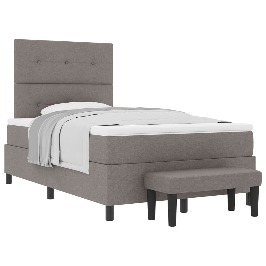 Boxspring Bed Met Matras & Bank Stof Taupe 120 x 200 cm Knop gestikt