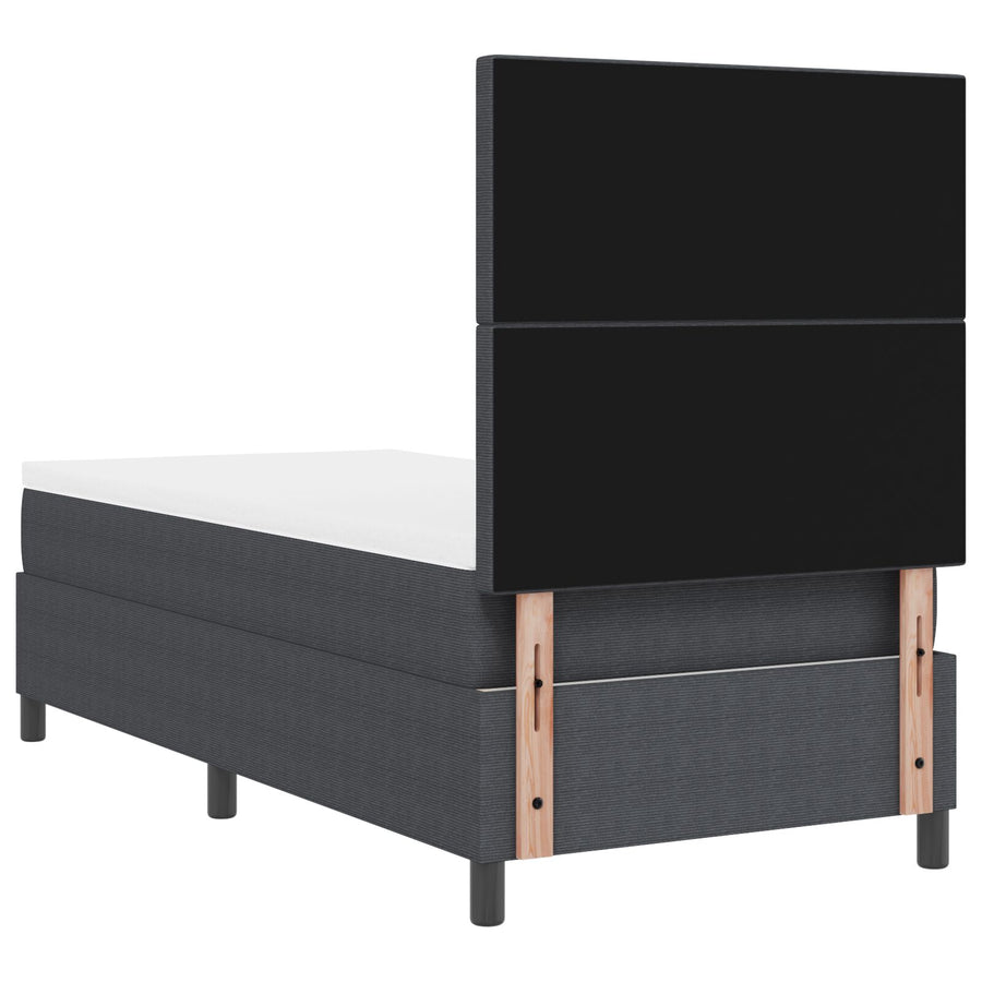 Boxspringbed Met Matras Donkergrijs 100X200 Cm Corduroy Stof