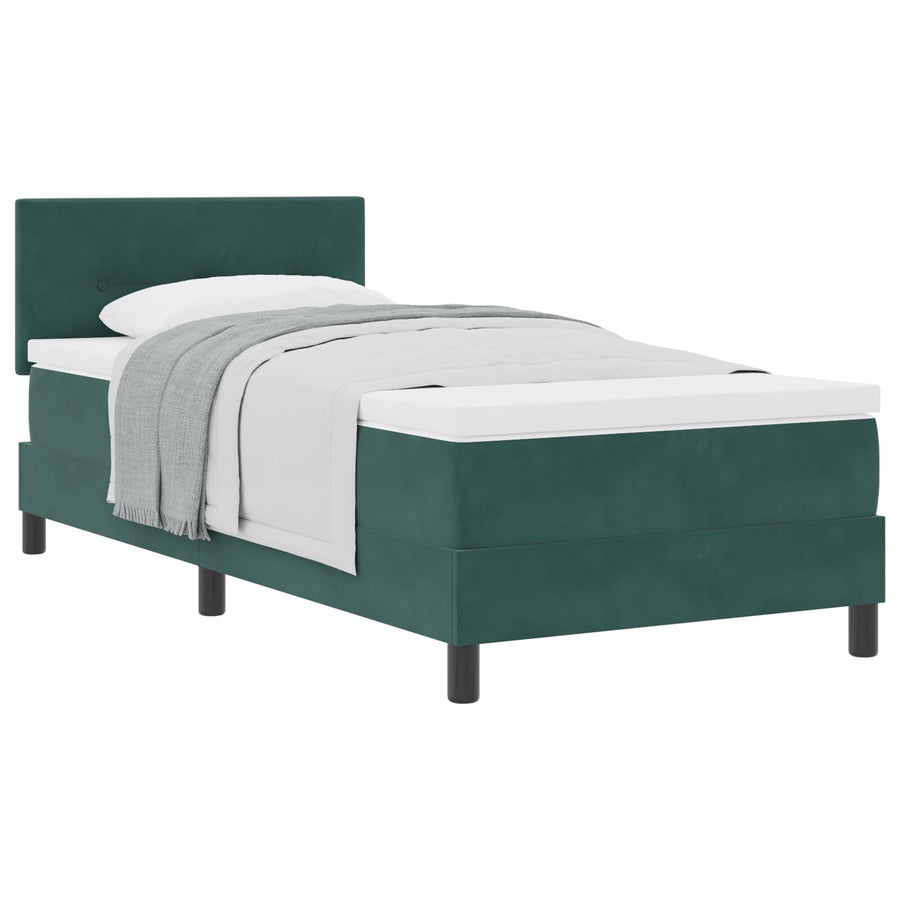 Boxspringbed Met Matras Donkergroen 100X200 Cm Fluweel Blauw