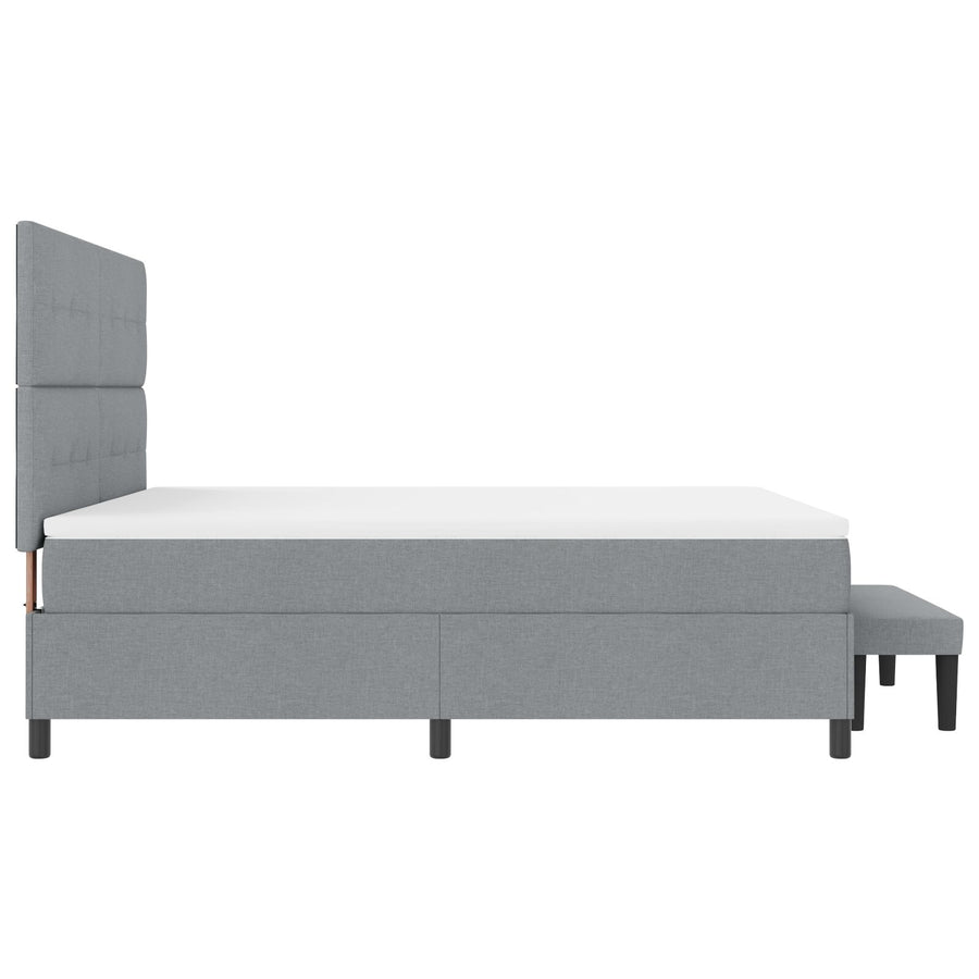 Boxspring Bed Met Matras & Bank Stof Licht Grijs 180 x 200 cm Knop tufted