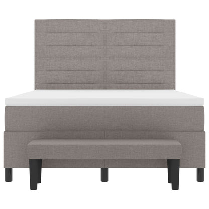 Boxspring Bed Met Matras & Bench Stof Taupe 140 x 190 cm Lijnen ontwerp