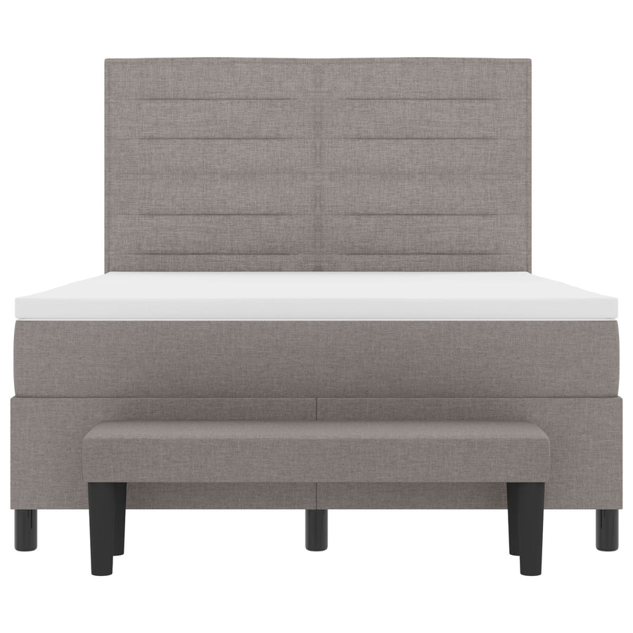 Boxspring Bed Met Matras & Bench Stof Taupe 140 x 190 cm Lijnen ontwerp