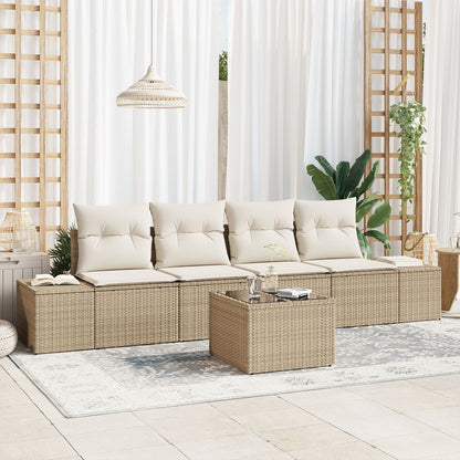 5-Delige Tuinset Met Kussens Beige Poly Rattan