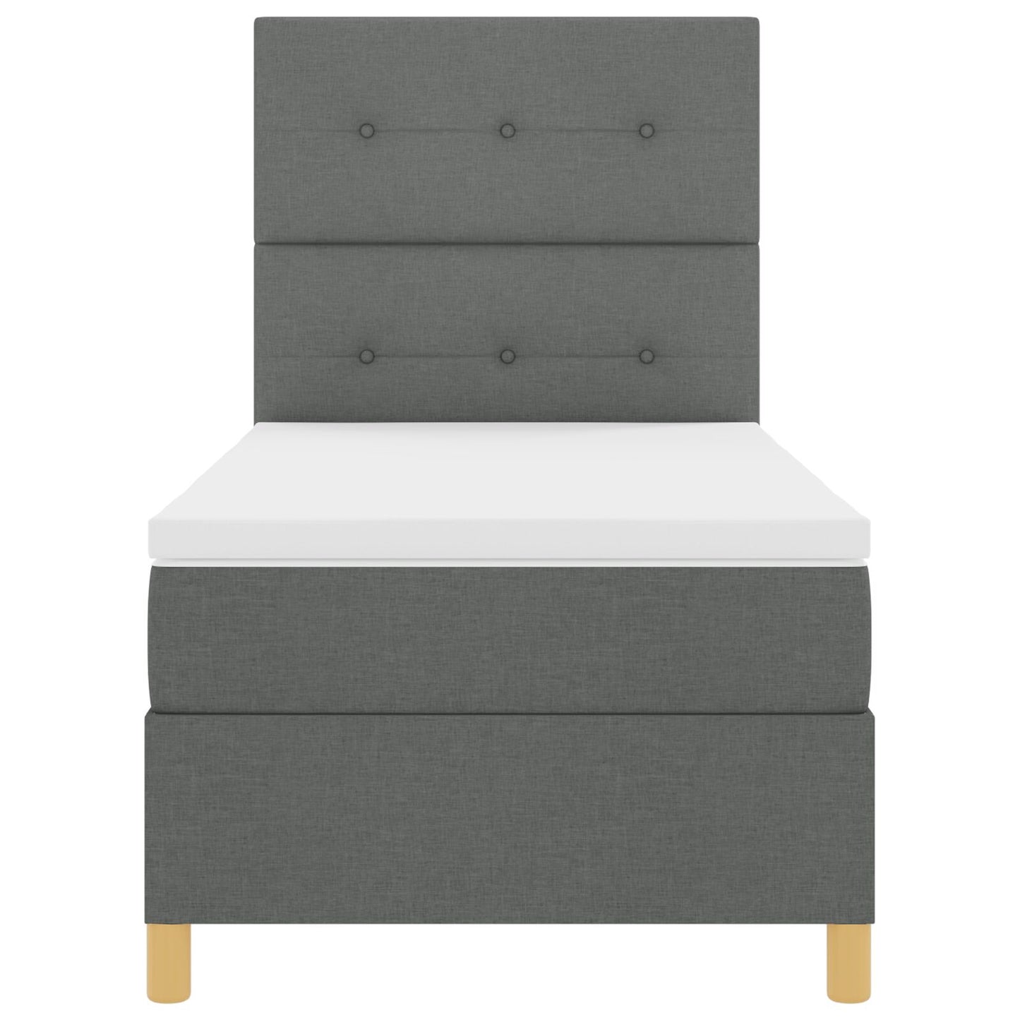 Boxspring Bed Met Matras Donkergrijs Eenpersoons Stof Blauw