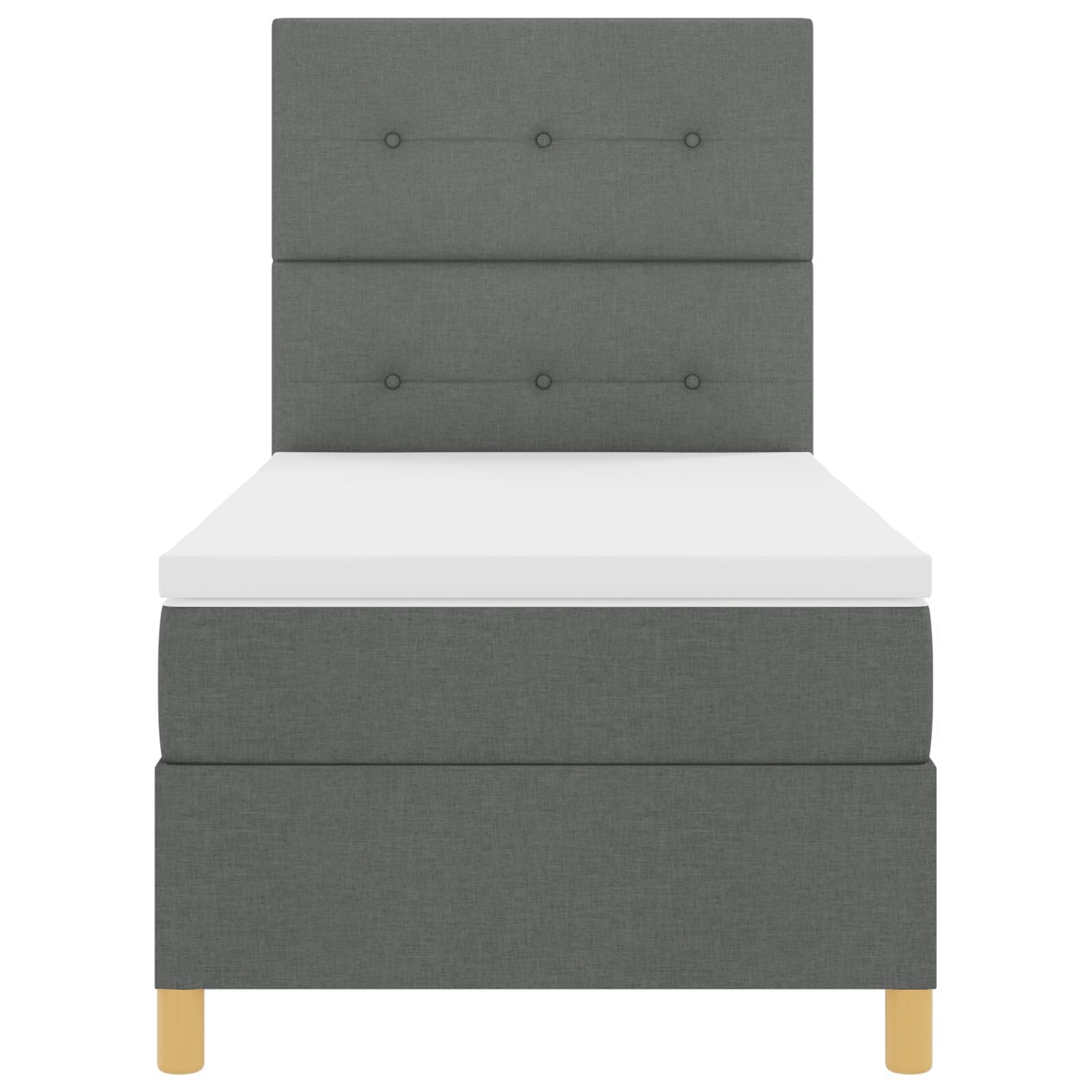Boxspring Bed Met Matras Donkergrijs Eenpersoons Stof Blauw