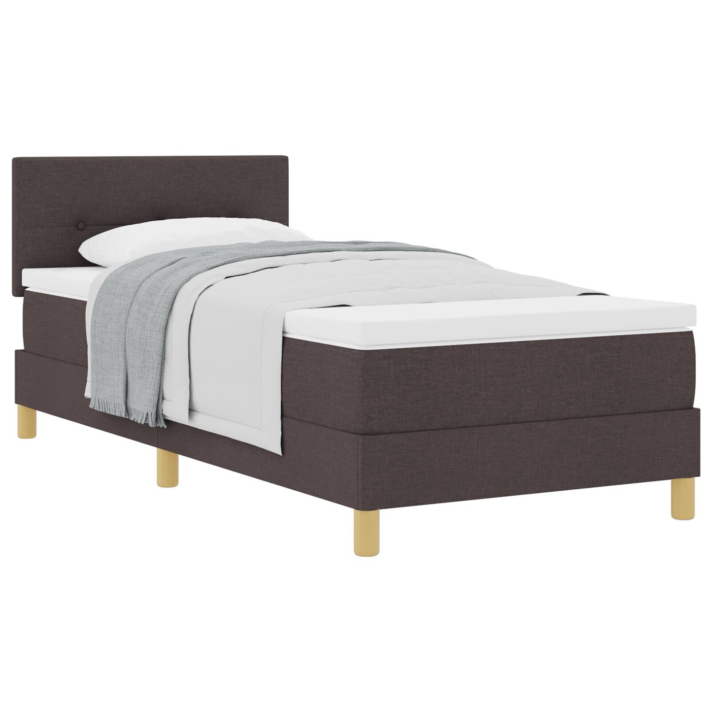 Boxspringbed Met Matras Stof Donkerbruin 90 x 190 cm Knopen gestoffeerd