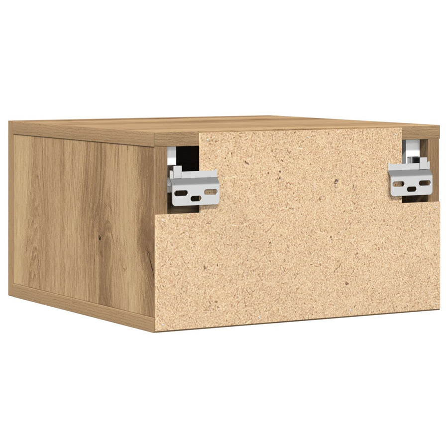 Nachtkasten 2 Stuks Wandgemonteerd Artisan Eiken 35X35X20 Cm Zwart Eiken
