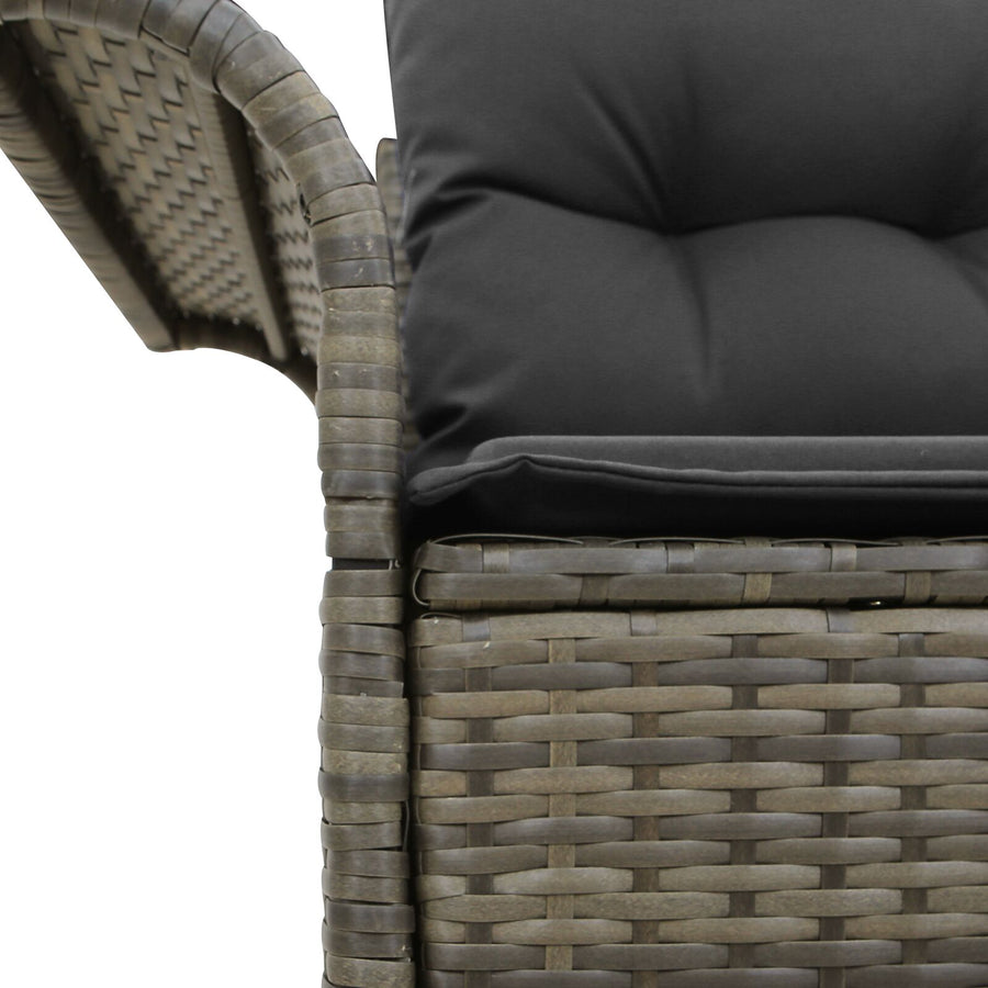 2-Zits Tuinbank Met Kussens Poly Rattan Grijs zonder opslag