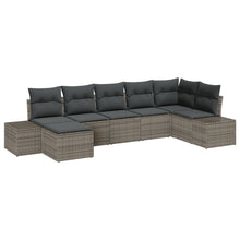 7-Delige Tuinbank Set Met Kussens Grijs Poly Rattan