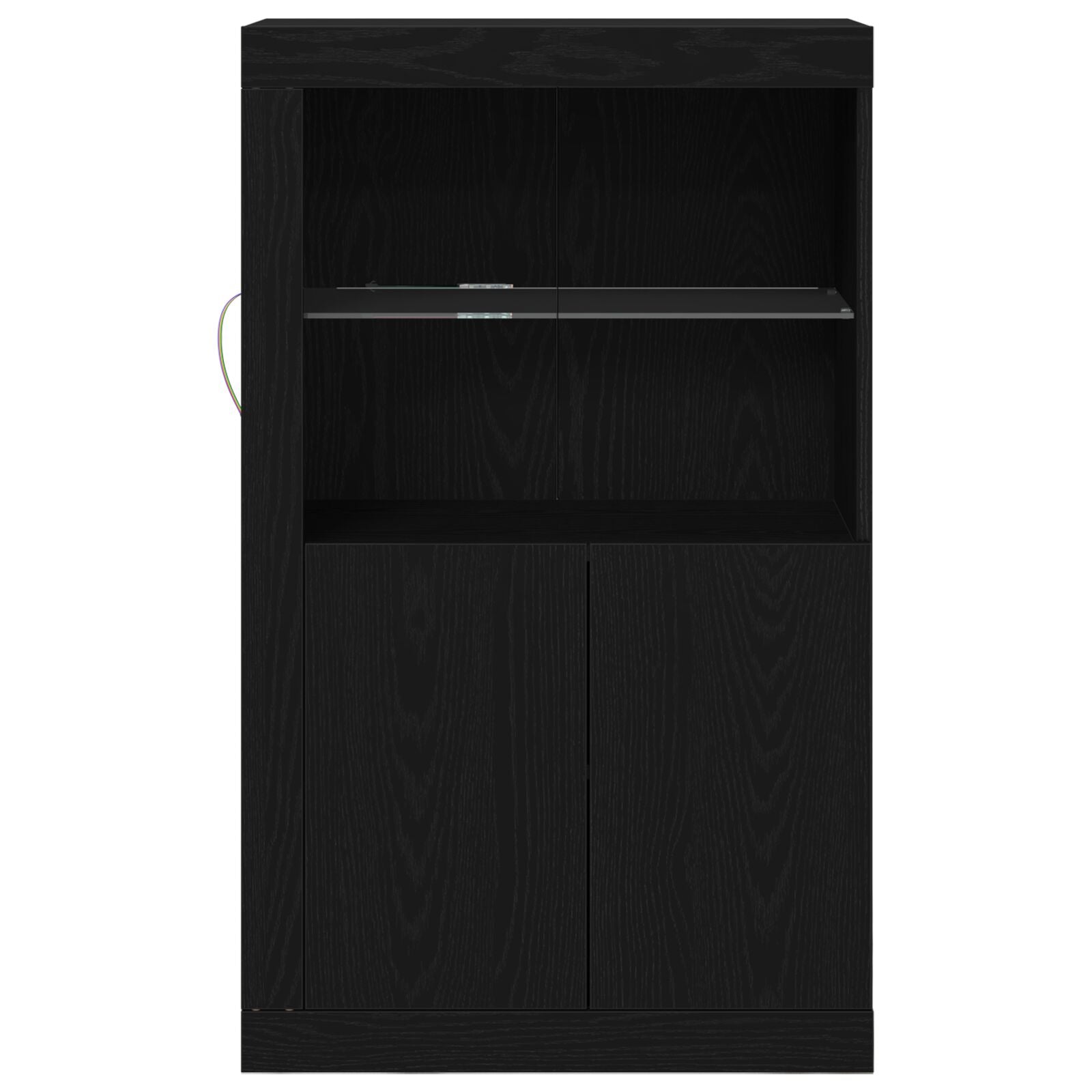Dressoir Met Led-Verlichting 60,5X37X100 Cm Zwart eiken