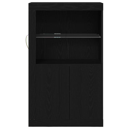 Dressoir Met Led-Verlichting 60,5X37X100 Cm Zwart eiken